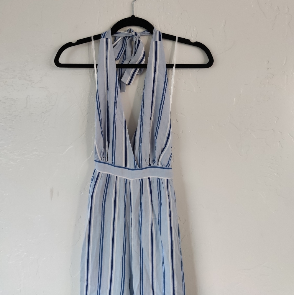 Halter striped blue jumpsuit new